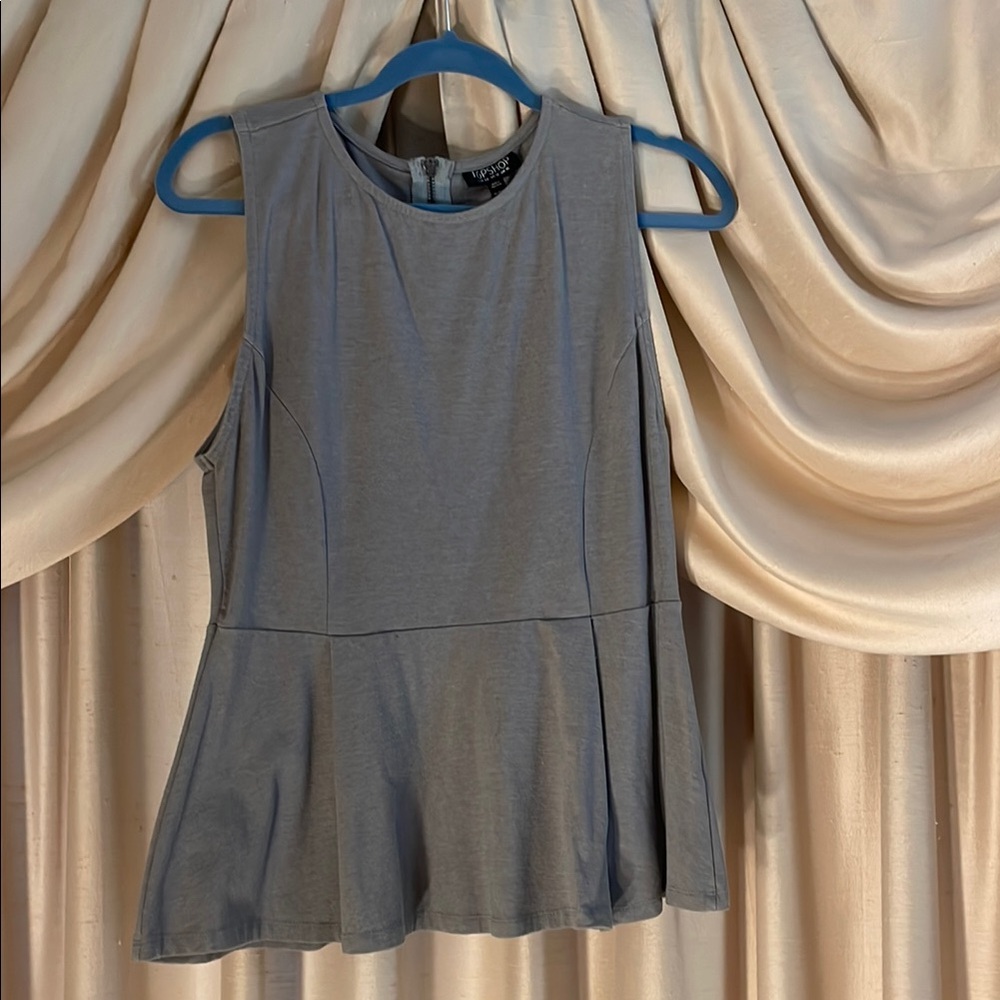 Topshop Gray Sleeveless Peplum Tank Top